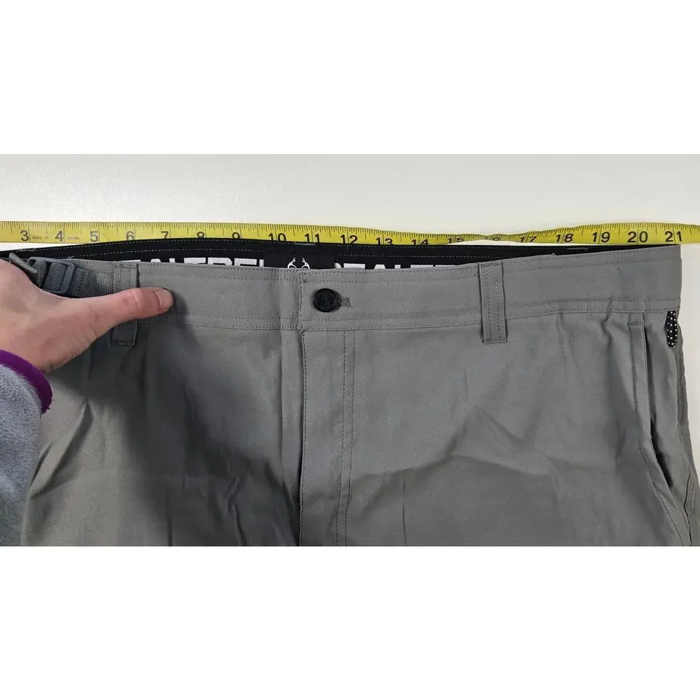 Realtree XL 40-42 grey cargo zip pocket quick dry performance cinch belt waist